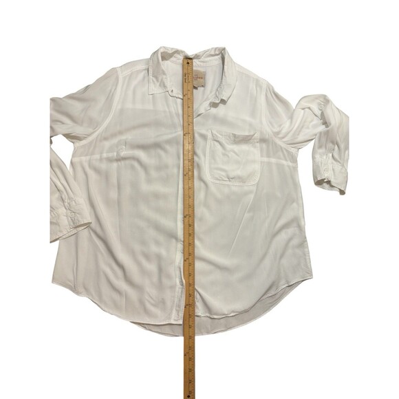 Casa Cabana Long Roll Tab Sleeves Women's 1X White Button Down 100% Rayon - Picture 11 of 16